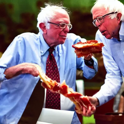 Image similar to bernie sanders stealing a piece of bacon