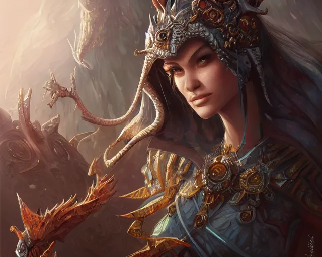 Image similar to wtf is that thing, deep focus, d & d and mtg, fantasy, intricate, elegant, highly detailed, digital painting, artstation, concept art, matte, sharp focus, illustration, hearthstone, art by stanley lau and artgerm