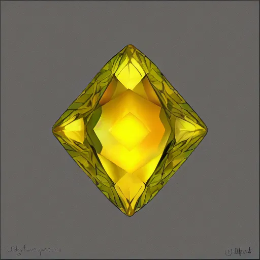 Image similar to yellow crystal gem, digital art, neutral background