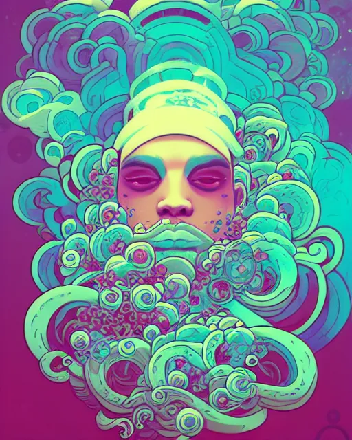 Image similar to flowery face tattoos, by petros afshar, ross tran, peter mohrbacher, tom whalen, underwater bubbly psychedelic clouds