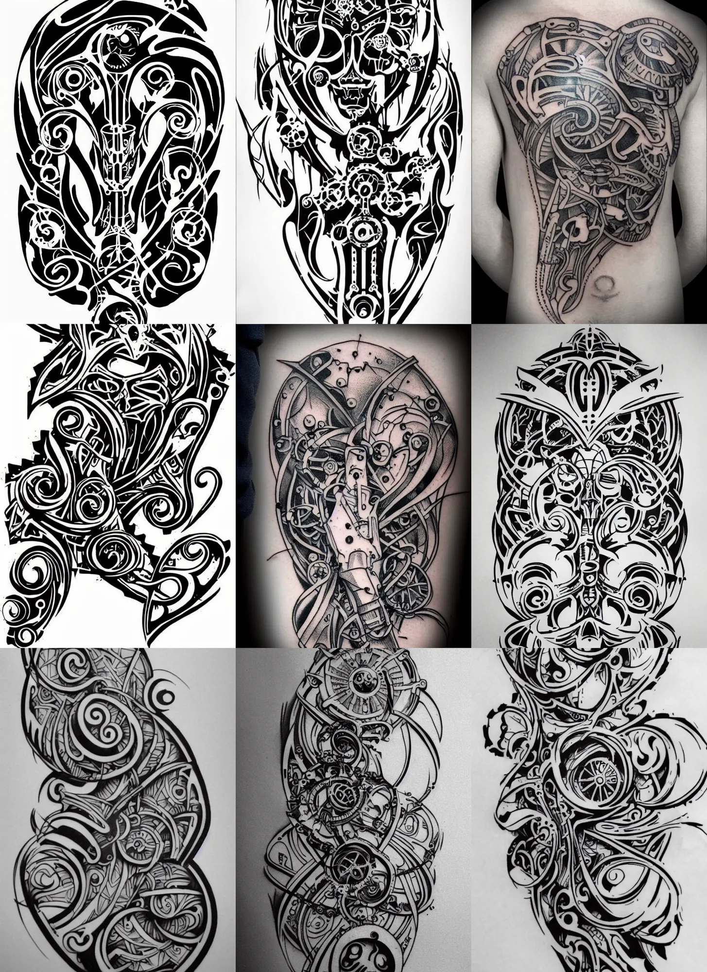 Tattoo Design Stencil biomechanical, Stable Diffusion