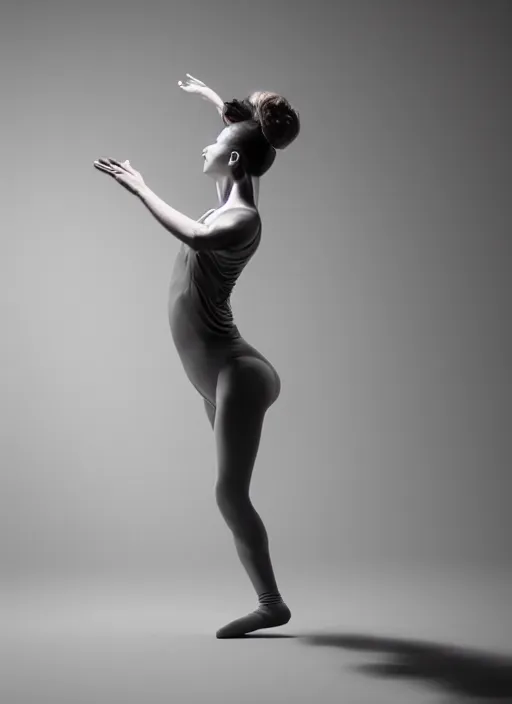 Prompt: a Photorealistic dramatic hyperrealistic render of a beautiful Female dancer by Ken Brower and Deborah Ory of NYC Dance project,Lois Greenfield,Jan Masny,Alexander Yakolev, Beautiful dynamic dramatic dark moody lighting,shadows,cinematic atmosphere,Octane render,8K