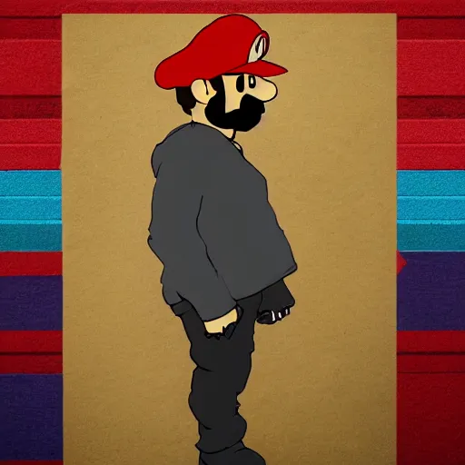 Prompt: portrait of Super Mario as Kanye West, morph