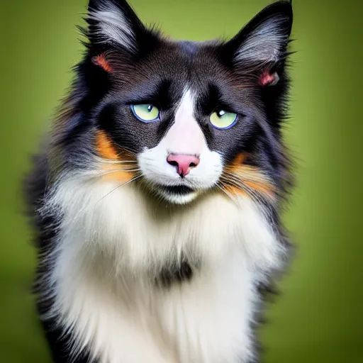 Image similar to a feline collie - cat - hybrid, animal photography