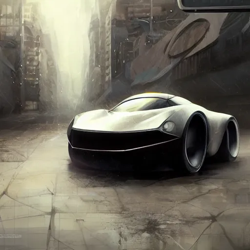 Image similar to redesigned old car as new, elegant, digital painting, concept art, smooth, sharp focus, art style from Wang Ke and Greg Rutkowski and Bruce Kaiser and Scott Robertson and Dmitry Mazurkevich and Doruk Erdem and Jon Sibal, small style cue from Blade Runner and Minority Report and iRobots