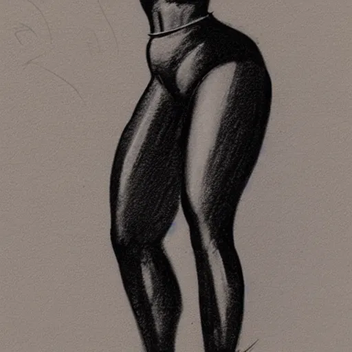 Image similar to milt kahl sketch of thick cuban girl wearing black yoga pants