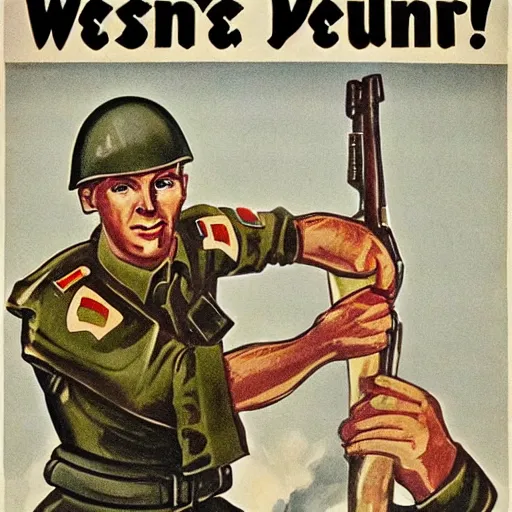 Image similar to ww 2 german soldier propaganda poster, intricate