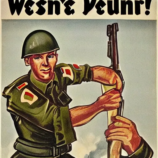 Prompt: ww 2 german soldier propaganda poster, intricate