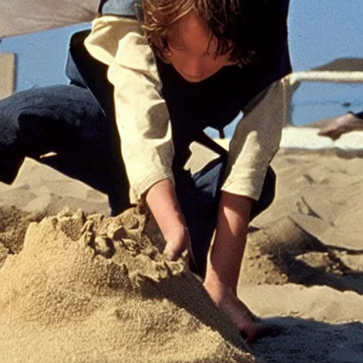 Image similar to Picture of Anakin Skywalker building a sand castle