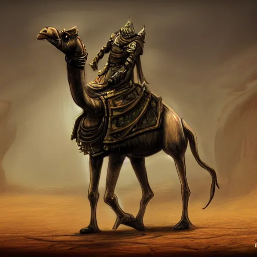 Prompt: camel as a dark souls boss by Francisco Rossi