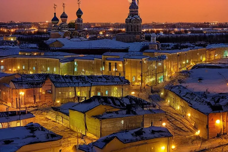 Image similar to a iphone 6 photo of typical russian city yard at evening,