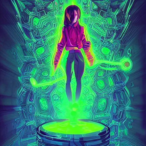 Image similar to skill magic geek inside matrix deepdream radiating a glowing aura stuff loot legends stylized digital illustration video game icon artstation lois van baarle, ilya kuvshinov, rossdraws,