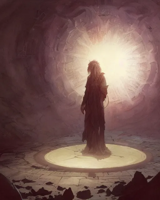 Image similar to a druid standing in a circle at the beginning of the world by greg rutkowski and frank frazetta and peter mohrbacher and william blake and ruan jia