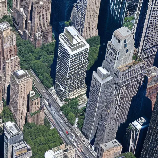 Prompt: aerial photo the tallest tree in the world in the middle of newyork