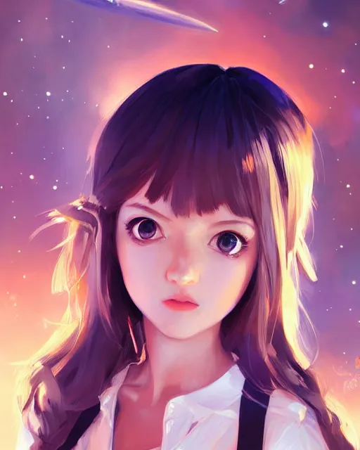 Premium AI Image | Beautiful anime girl floating in space PSD