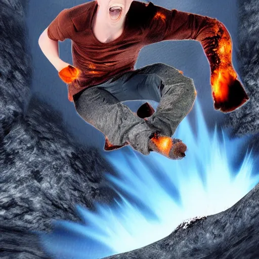prompthunt: Mr Beast jumping into a volcano, hyper realistic, HD