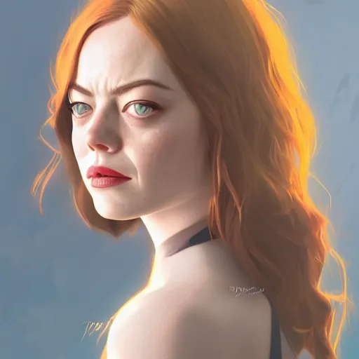 Image similar to portrait of emma stone ,digital art photorealistic art by greg rutkowski high detail comic sharp vector lineart dramtic lighting artstation by trevor henderson by rossd raws cinematic dramatic