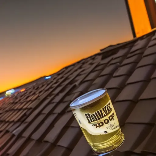 Prompt: Holding beer on the roof at night, POV, ultrarealistic,8K,