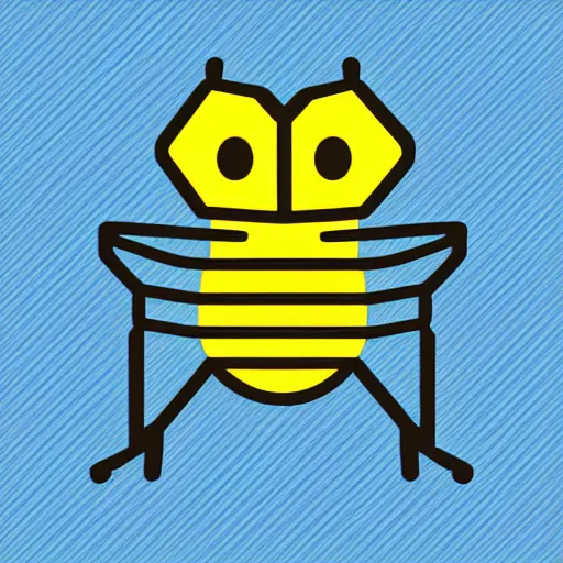 Image similar to icon of a bee doing science, colored pencils, low poly render, vector art, flat colors, by eric carle