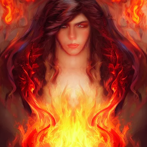 Image similar to Princess of Fire manipulating flames beautiful artwork digital art trending on artstation