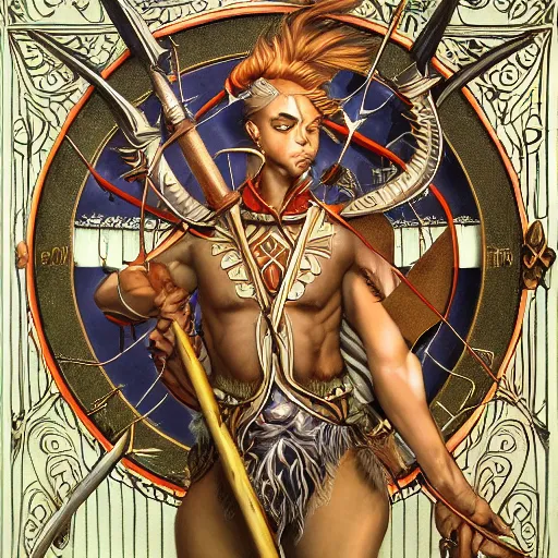 Image similar to detailed and sharp sagittarius the archer artistic zodiac artwork, mystic style, detailed, 8 k, detailed, symmetrical, by brian froud