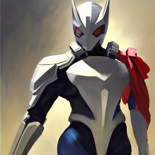 Image similar to greg manchess portrait painting of armored spiderman ultraman grey fox from metal gear cyborg japanese - american hybrid as overwatch character, medium shot, asymmetrical, profile picture, organic painting, sunny day, matte painting, bold shapes, hard edges, street art, trending on artstation, by huang guangjian and ail elvgren and sachin teng