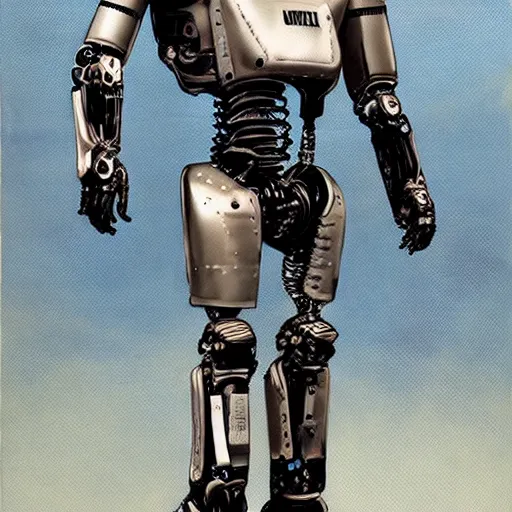 Image similar to highly detailed terminator t - 1 0 0 robot, katsuhiro otomo style painting