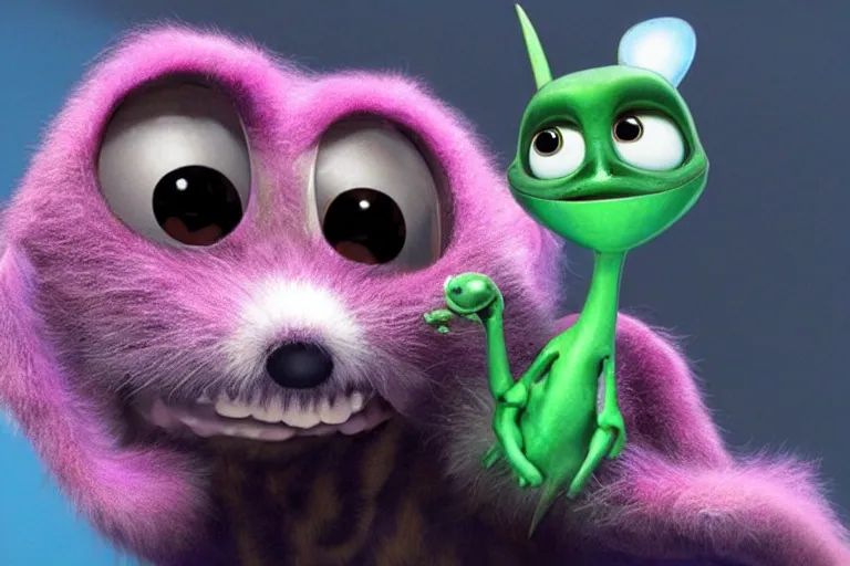 Prompt: furry cute alien creature, pixar