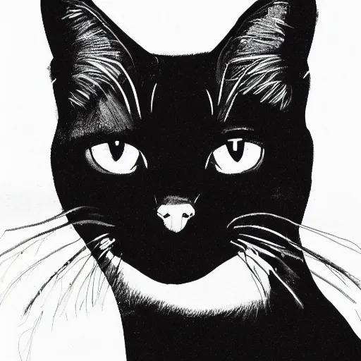 Prompt: a simple cat neon art profile portrait