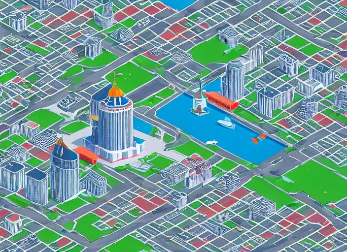 Image similar to moscow isometric aerial lowpoly