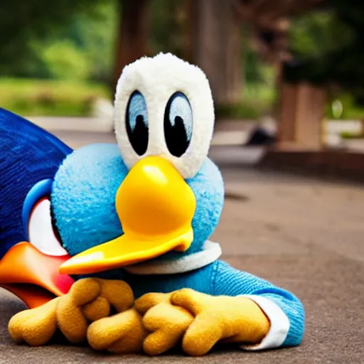 Image similar to Donald duck eating a duck