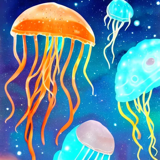 Pearlescent watercolor painting- jellyfish Waterco