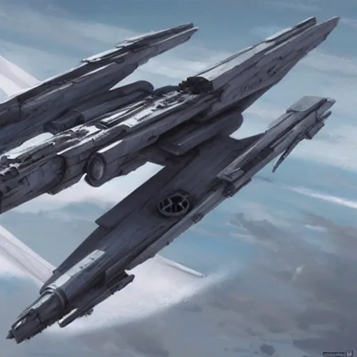 Prompt: concept art of an x wing starfighter from star wars by greg rutkowski