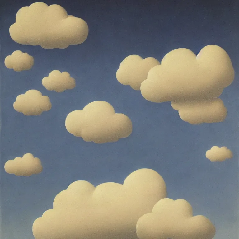 Image similar to portrait of mister cloud by rene magritte, detailed painting, hd, hq, high resolution, high detail, 4 k, 8 k