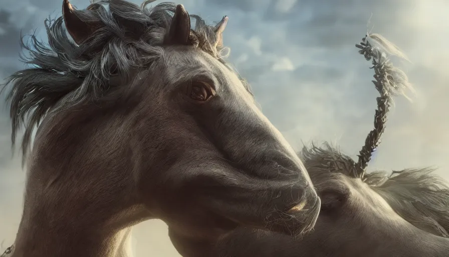 Image similar to hybrid of a happy horse and sad tank, beautiful detailed face, ultra realistic, concept art, intricate details, serious, highly detailed, photorealistic, octane render, 8 k, unreal engine.