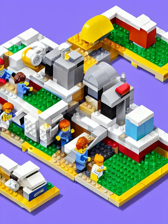 Image similar to miniature isometric lego diorama of epic yogurt factory