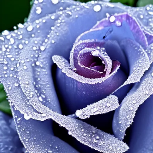 Image similar to A 4k photo of a blue rose, morning dew on the rose, high contrast