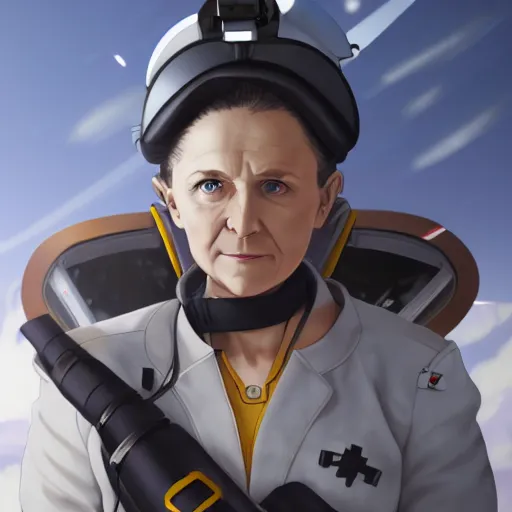 Prompt: portrait of marie curie as a fighter pilot, anime fantasy illustration by tomoyuki yamasaki, kyoto studio, madhouse, ufotable, square enix, cinematic lighting, trending on artstation