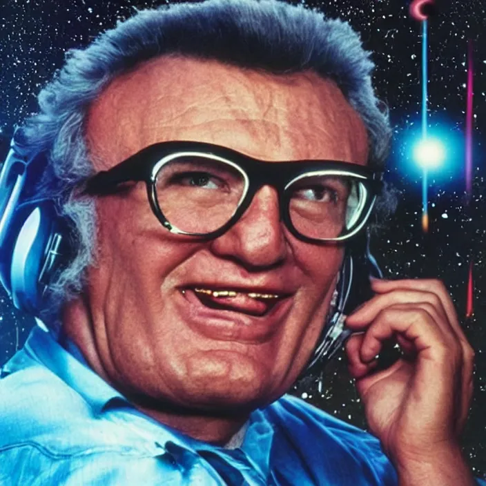 prompthunt: a sci - fi hologram of harry caray in space, universe