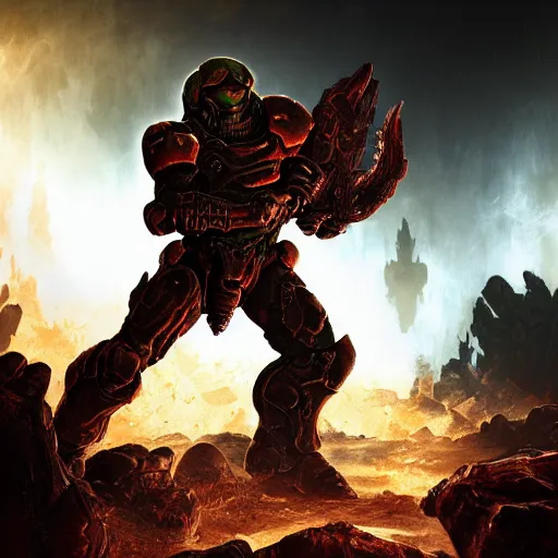 Image similar to doom slayer from doom eternal, photography