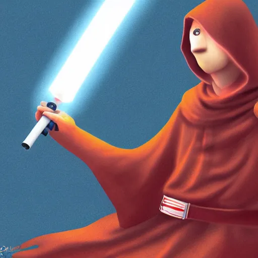 Image similar to an illustration of a capybara wearing a sith robe and holding a lightsaber, Digital art