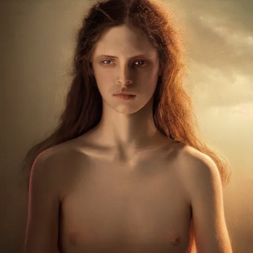 Image similar to photo portrait of a beautiful emotional female in soft light, symmetrical, centered, by edward robert hughes, annie leibovitz and steve mccurry, david lazar, jimmy nelsson, breathtaking, 8 k resolution, extremely detailed, beautiful, establishing shot, artistic, hyperrealistic, beautiful face, octane render