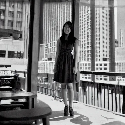 Image similar to photorealistic photo of a chinese canadian girl elisa lam wearing a everyday dress at the cecil hotel in los angeles