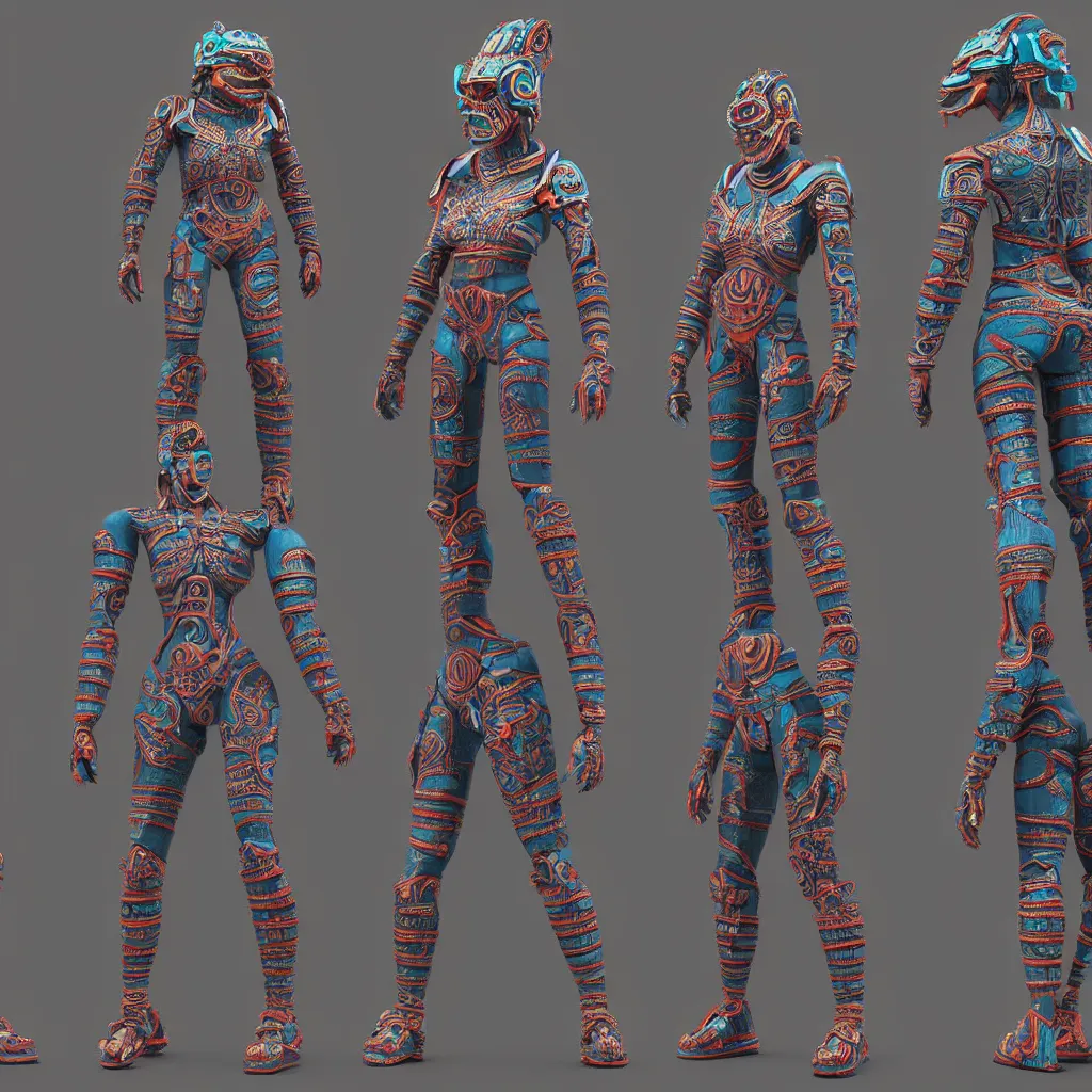 Image similar to futuristic mayan street wear full body octane ultra detailed render