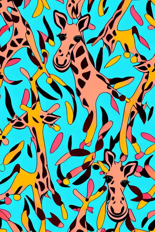 Prompt: minimalist boho style art of a colorful giraffe, illustration, vector art