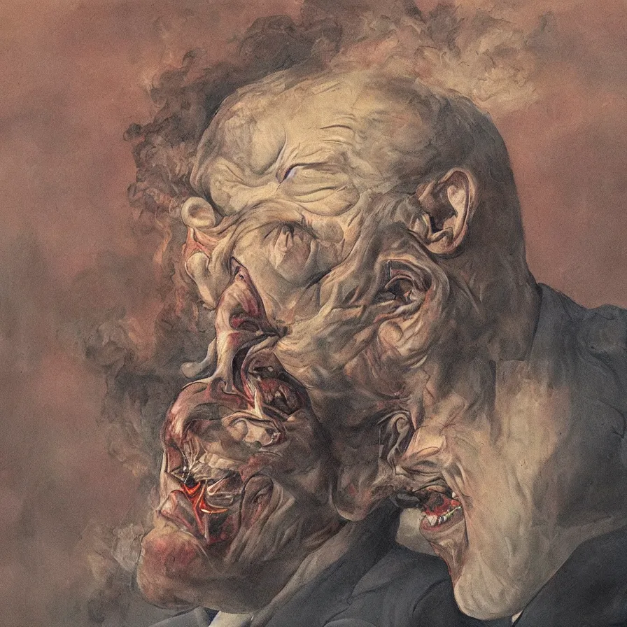 Image similar to artwork about a man's head bursting into smoke.