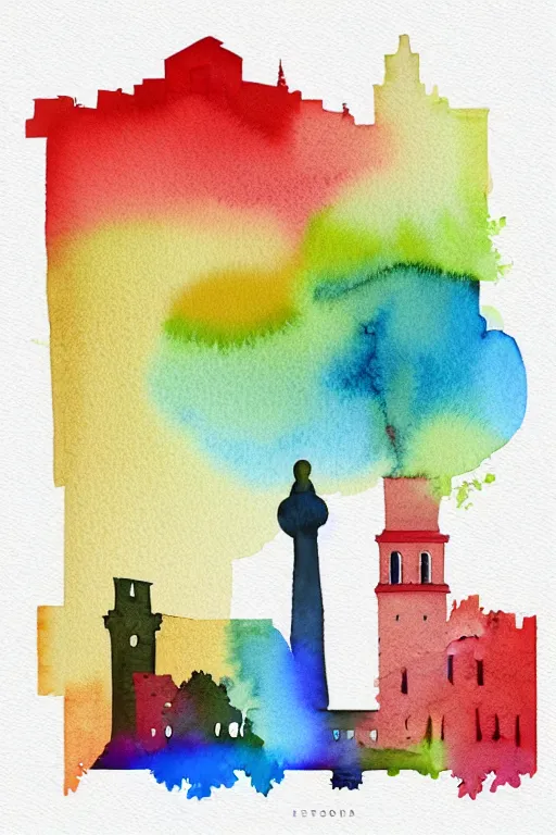Image similar to minimalist watercolor art of a serbia square, illustration, vector art
