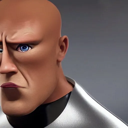 Image similar to Syndrome from the Incredibles, played by Dwayne Johnson