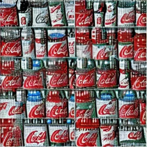 Prompt: addicted to coca cola. sad mosaic.