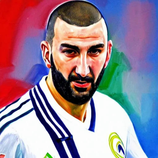 Image similar to Karim benzema, oil painting